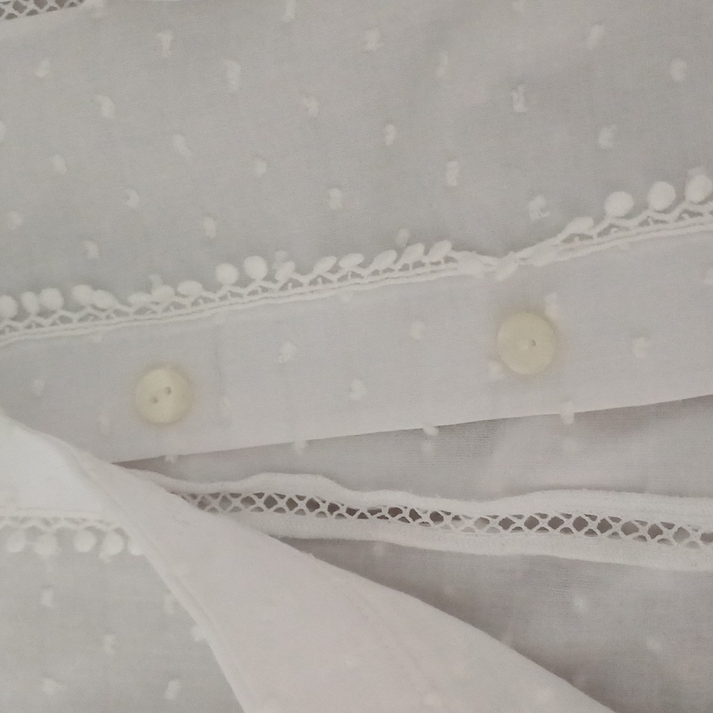 ALEXIS Lyric white dobby blouse balloon sleeves M - Picture 13 of 15